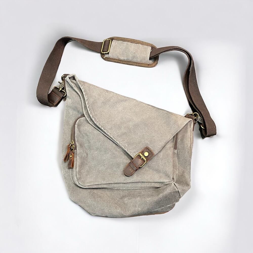 AmHoo Sling Bag Tote Purse Dark Gray Canvas Messenger Bag Blue Interior